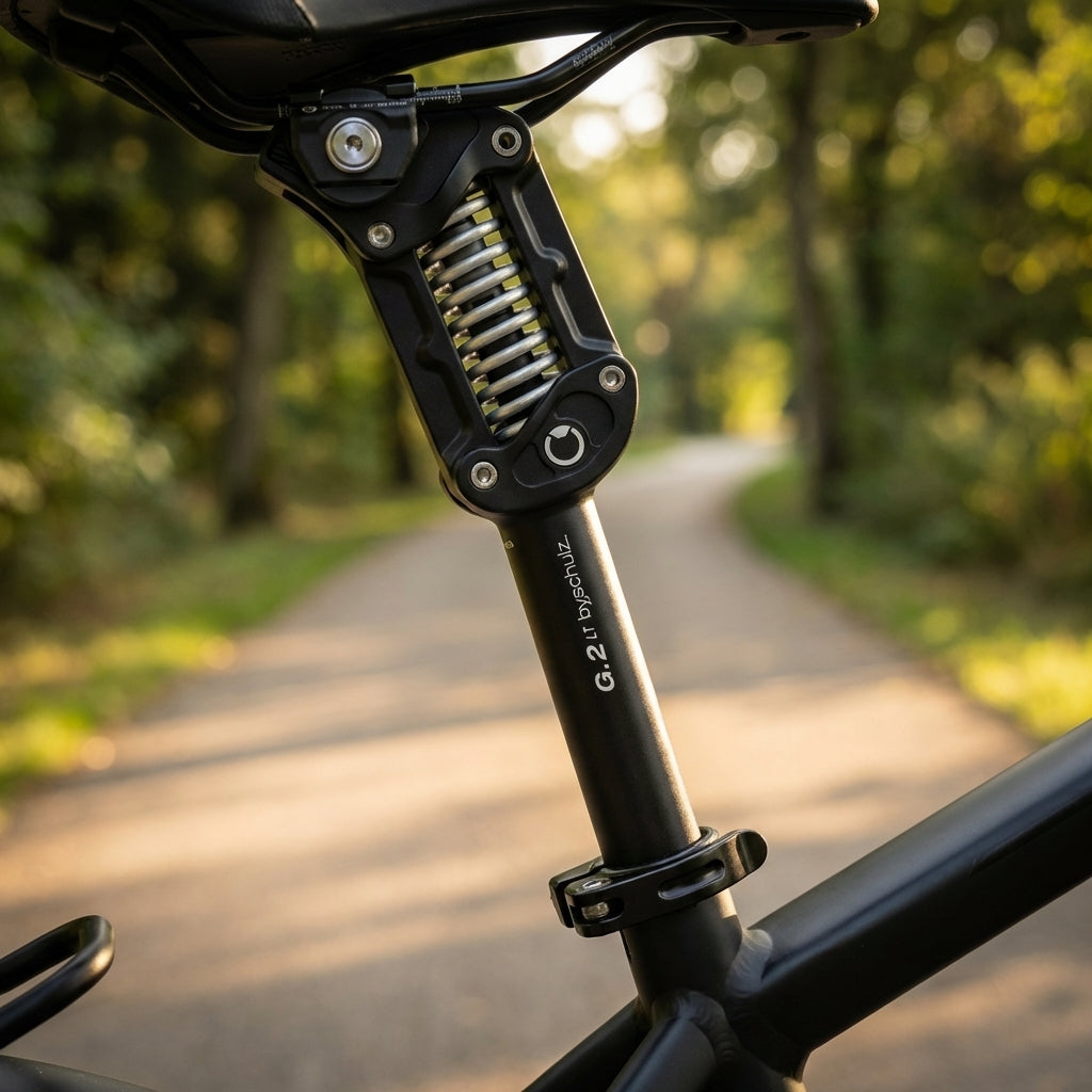 by,schulz G.2 LT Parallelogramm-Sattelstütze in Schwarz für E-Bikes zur Wirbelsäulenentlastung.