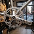 Miche Kurbelgarnitur XPress 170mm silber für Singlespeed und Fixie. Hochwertige Fahrradkurbel mit 46 Zähnen.