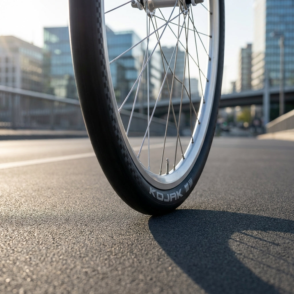 Schwalbe Kojak 26x1.35 Slick Reifen für schnelle Straßenfahrten. Leicht, RaceGuard Schutz, Performance Line. Optimal für Urban & Fitness.