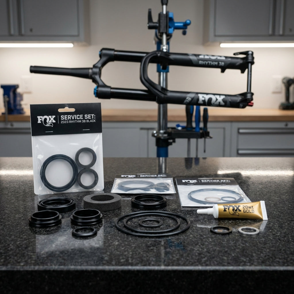 FOX Service Set 2023 Rhythm 38 Black für Federgabel Wartung. Originalteile für optimale Bike Performance und Langlebigkeit.