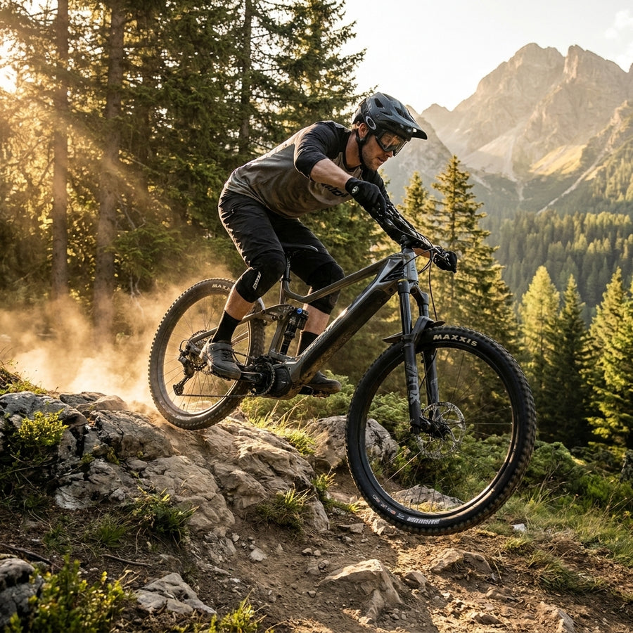 Merida eONE-SIXTY 8000 EP2 E-MTB in Gunmetal-Grau/Titan. Leistungsstarkes vollgefedertes E-Mountainbike auf Trail.