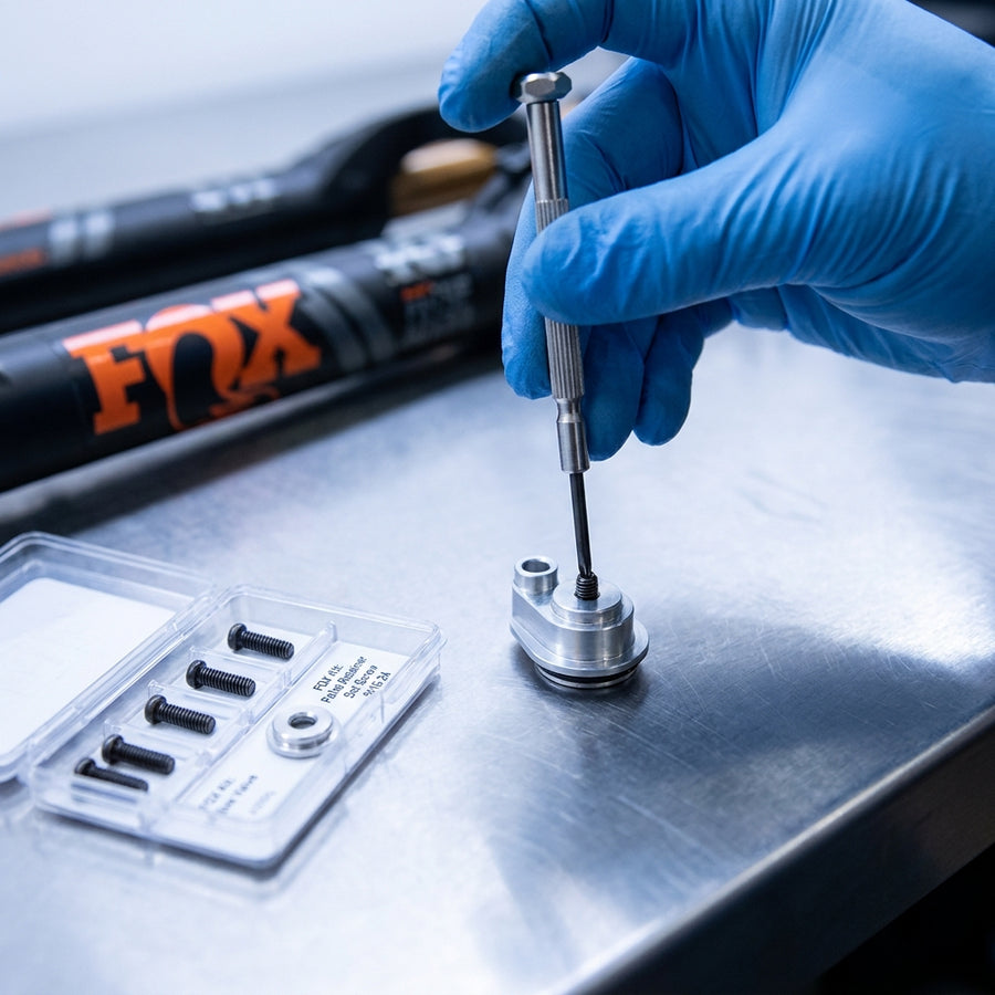 FOX Kit Air Valve Pellet Retainer Set Screw 5/16-24. Präzise Wartung für FOX Federgabeln. Jetzt bei fihrradteile.com.