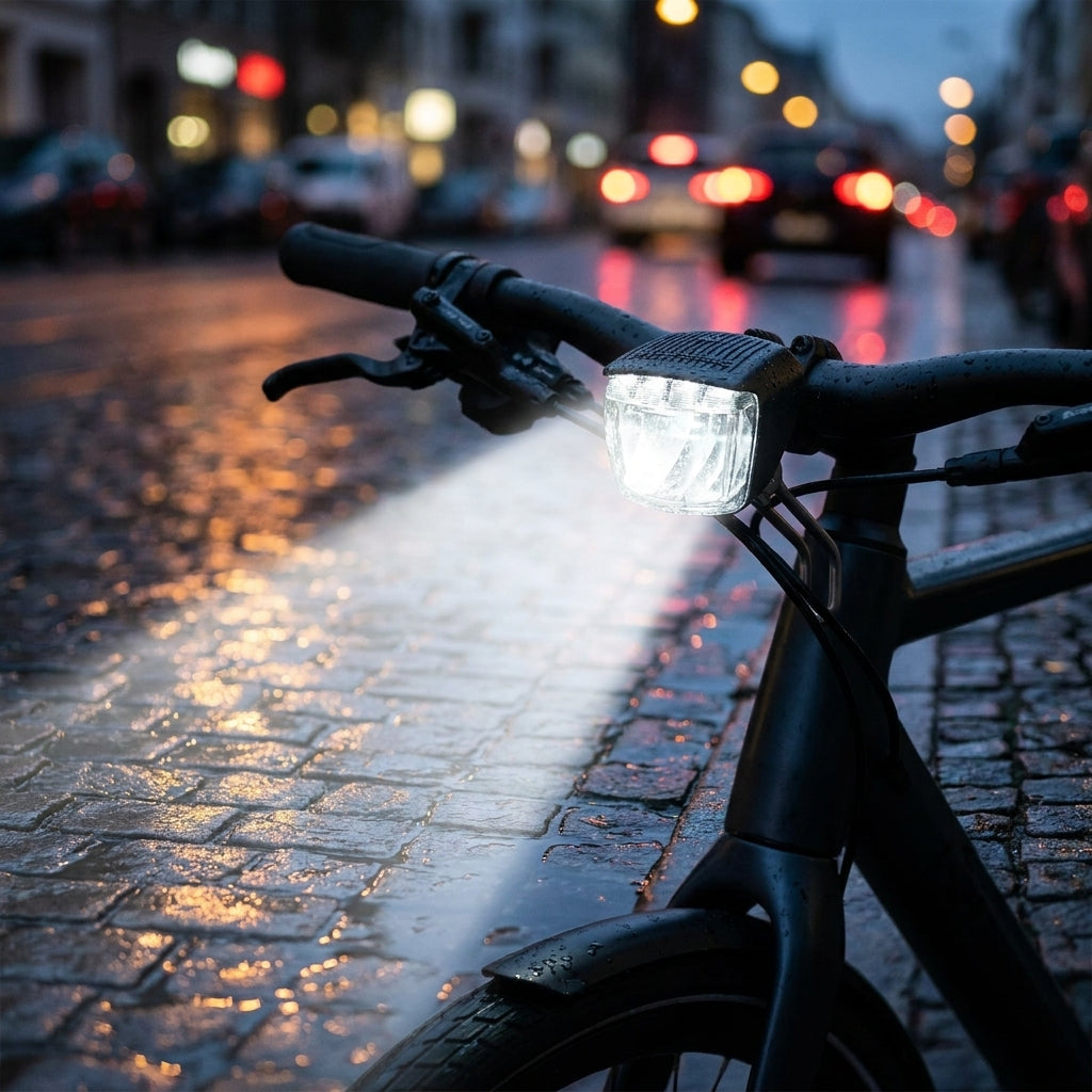 Busch + Müller BRIQ-S T Senso Plus Dynamo-Scheinwerfer 60 Lux, Lumotec Frontlicht mit Sensor für sicheres Radfahren.