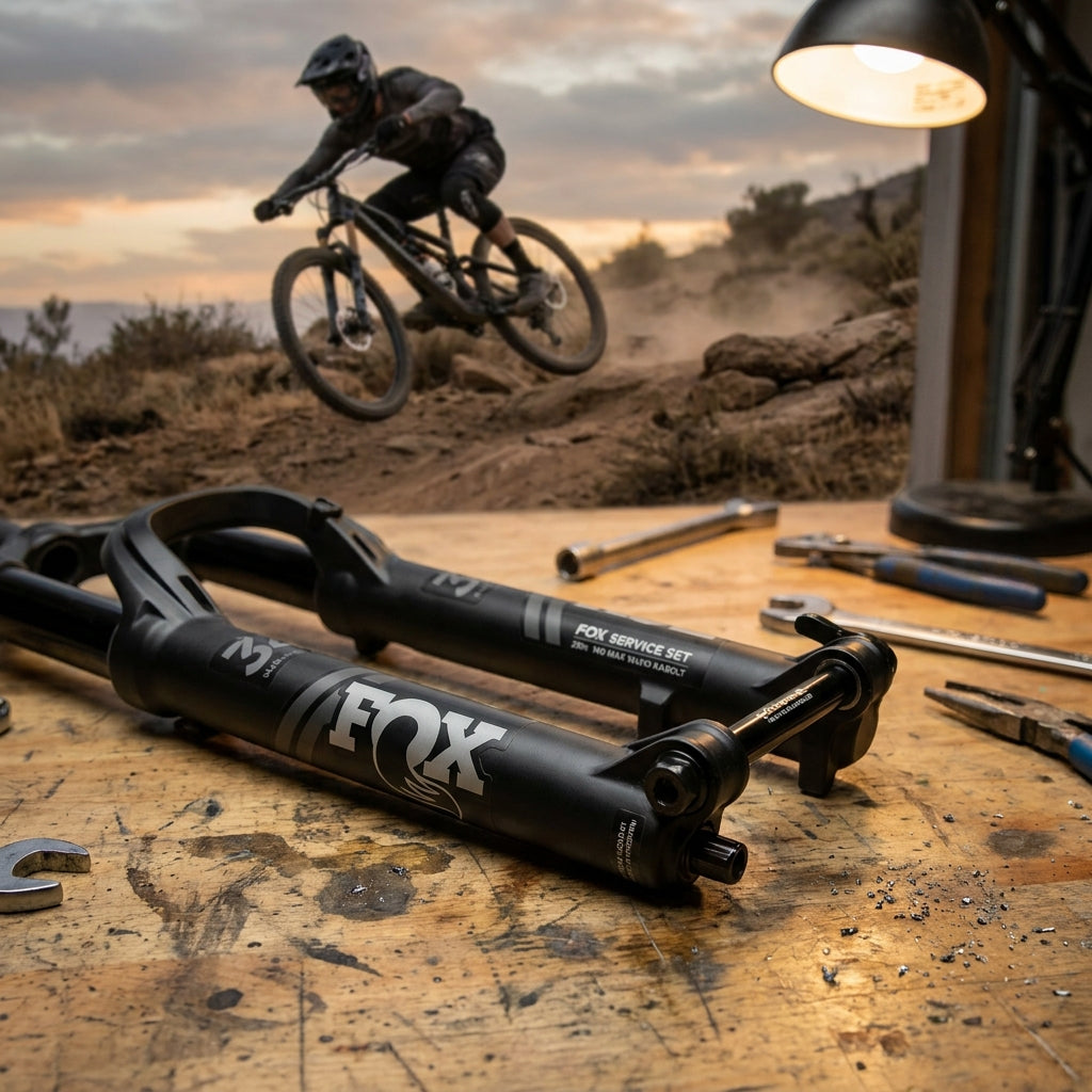 FOX Service Set 34 29in 140 MAX 15x110 Kabolt Matte Black für präzise Federgabel Wartung am Mountainbike.