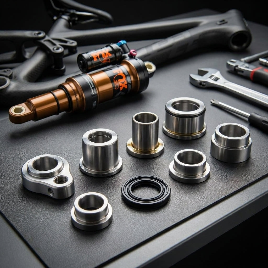 FOX Service Set Eyelet Assy für Trek Dämpferwartung. Präzise Originalteile für Mountainbike Thru Shaft Reaktiv Trunnion.