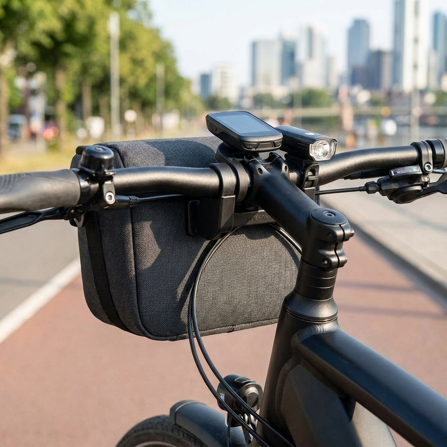 Asista KLICKfix Asista Distanzset E 90° für Lenkeradapter am Lenker, mit Tasche, Fahrradcomputer, Licht.