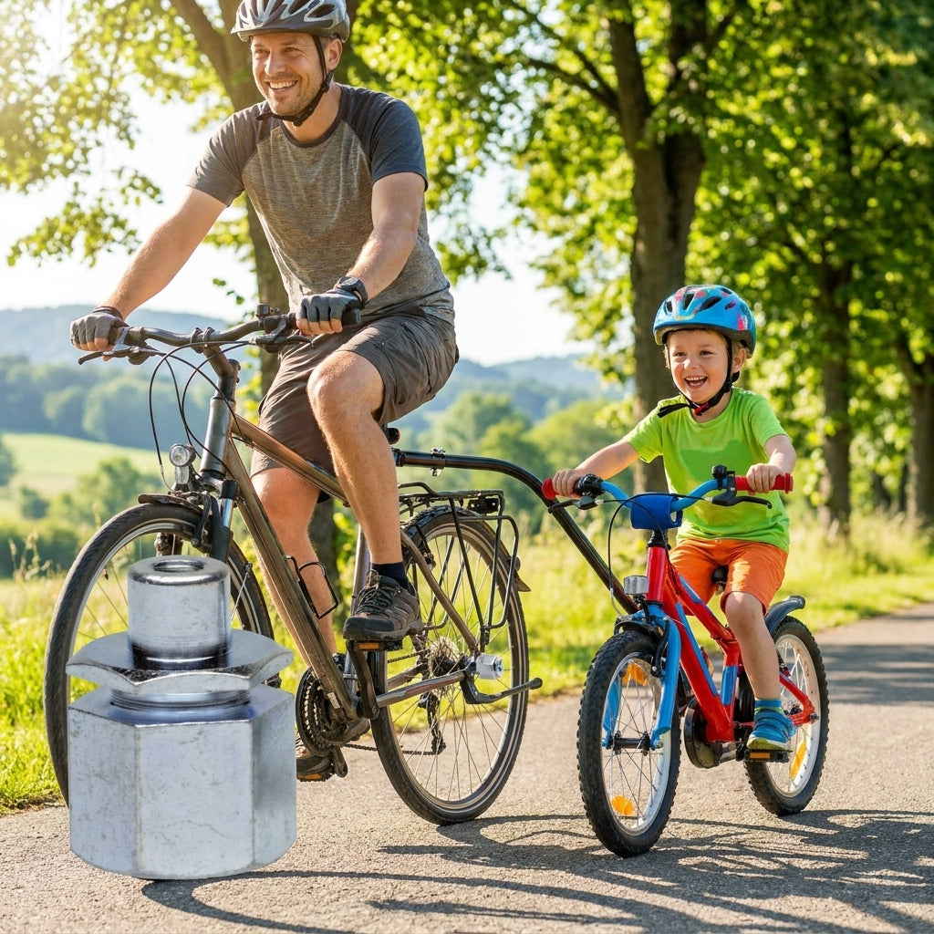 FollowMe Vollachsadapter M12x1,25 Tandemkupplung für verstärkte Hinterradachse am Fahrrad.