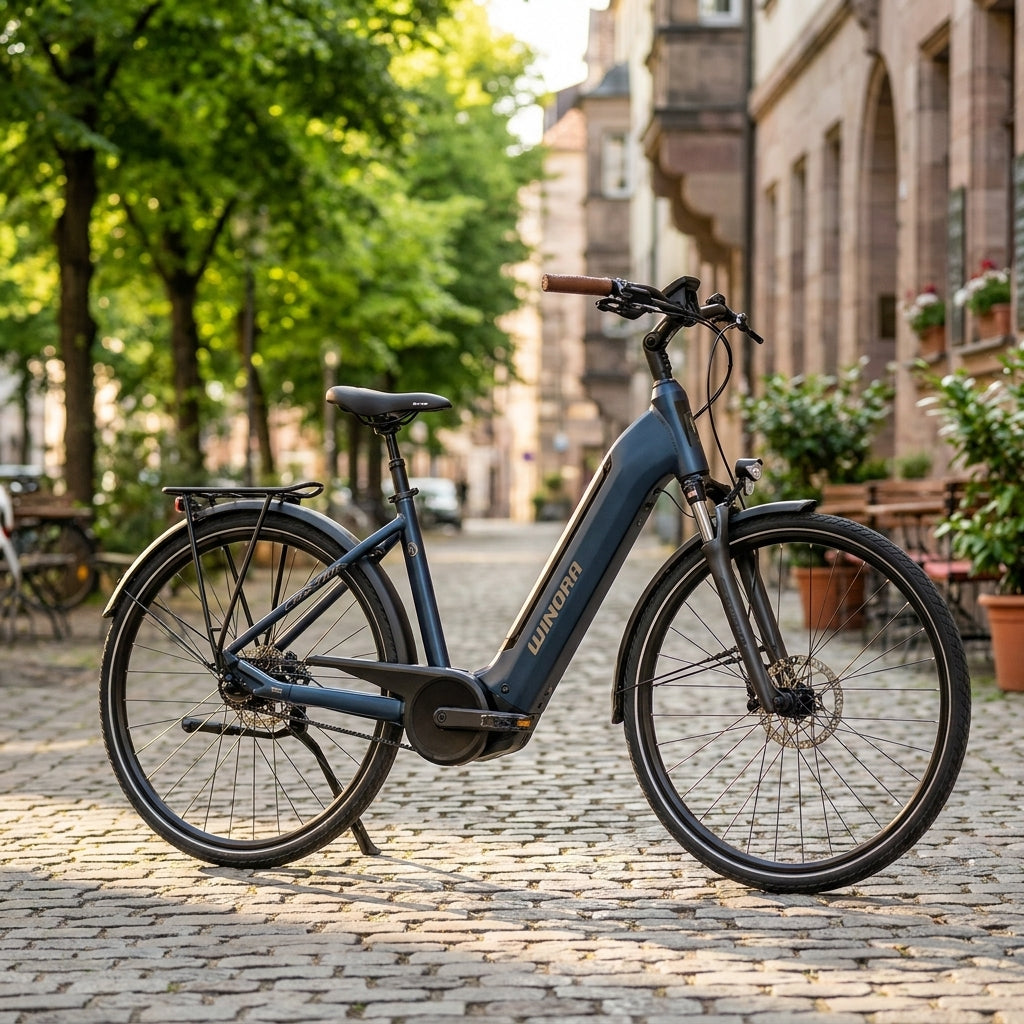 Winora TRIA R5 LOW E-Bike (i625Wh) in Cavalry. Komfortables Tiefeinsteiger City-E-Bike für entspannte Fahrten von fihrradteile.com.