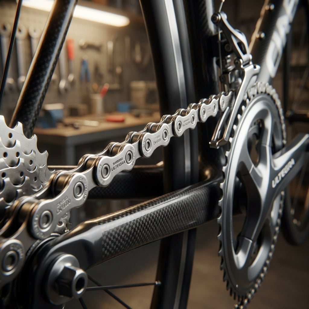 Shimano Ultegra CN-6600 10-fach Rennradkette mit 116 Gliedern für präzise Gangwechsel und effizienten Vortrieb.