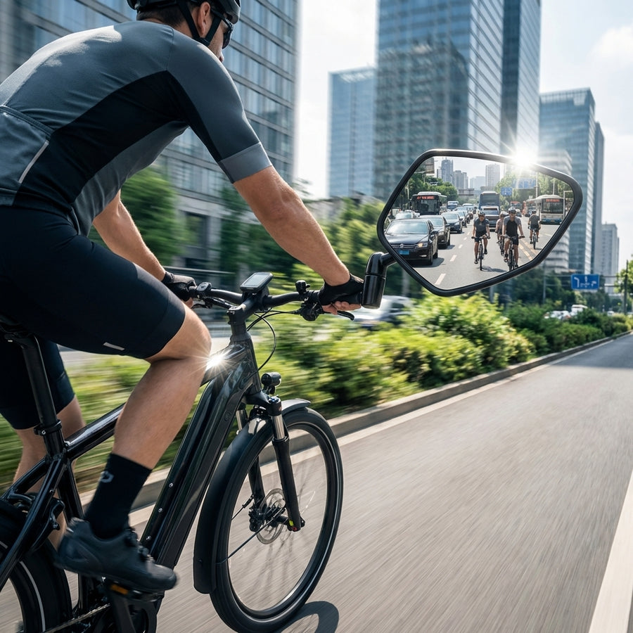 Busch & Müller Cycle Star E Rückspiegel am Fahrrad. Mehr Sicherheit für Radfahrer im Straßenverkehr durch klare Sicht.