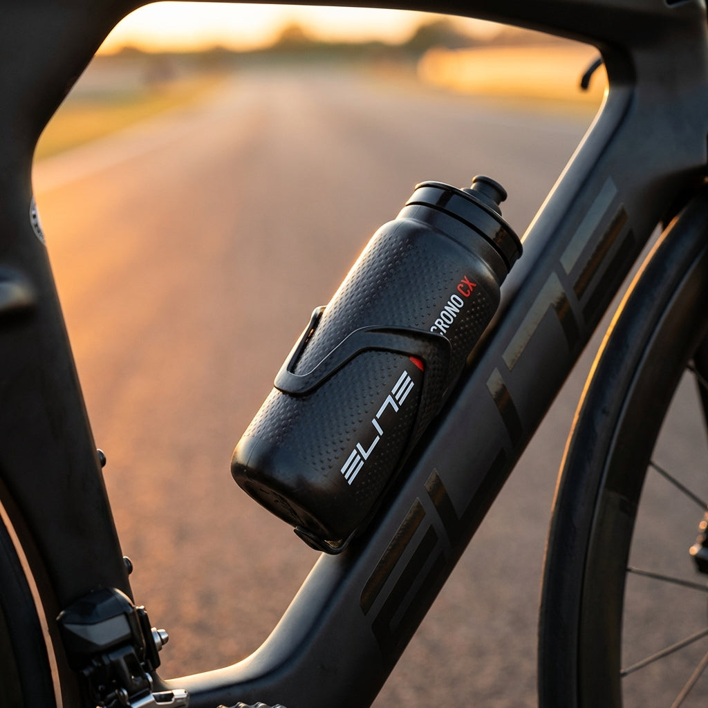 Elite Kit Crono CX 2024 Aerodynamisches Trinkflaschen-Set aus Glasfaser für Triathlon und Zeitfahren am Rennrad.