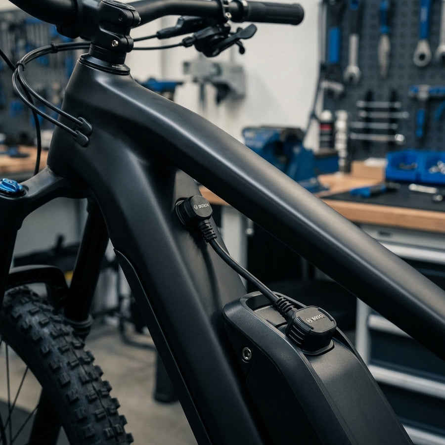 Bosch PowerMore Kabel 150mm mit abgewandter Kabelführung für E-Bike Akkusysteme zur sicheren Stromverbindung.