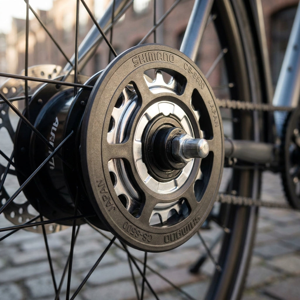 SHIMANO Alfine Ritzel 18Z mit Schutzscheibe für Nabenschaltung am Fahrrad-Hinterrad.