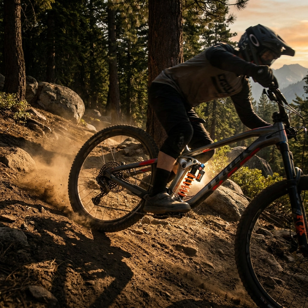 FOX Reservoir FLOAT X & DHX Long Travel 64,9 an einem High-Performance Dämpfer eines Enduro/Downhill Mountainbikes. Fahrwerksoptimierung.