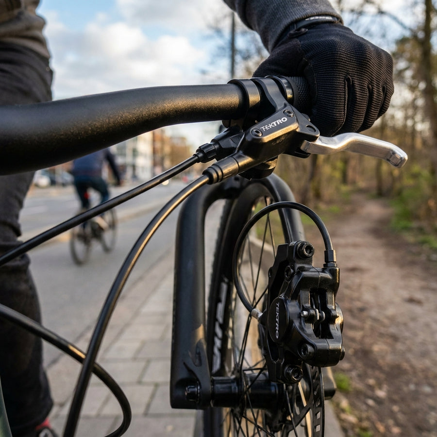 Tektro HD-T280 HR Scheibenbremse, hydraulisch, 2-Kolben, 3-Finger-Hebel. Zuverlässige Fahrradbremse für MTB und Trekking.