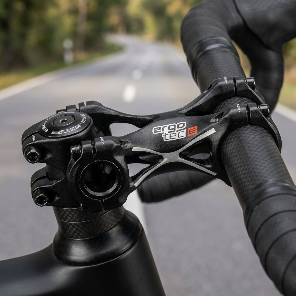 Ergotec Ahead Vorbau Swell-XR Alu schwarz 1 1/8" Ø 31,8 mm 100 mm am Rennrad auf Landstraße.