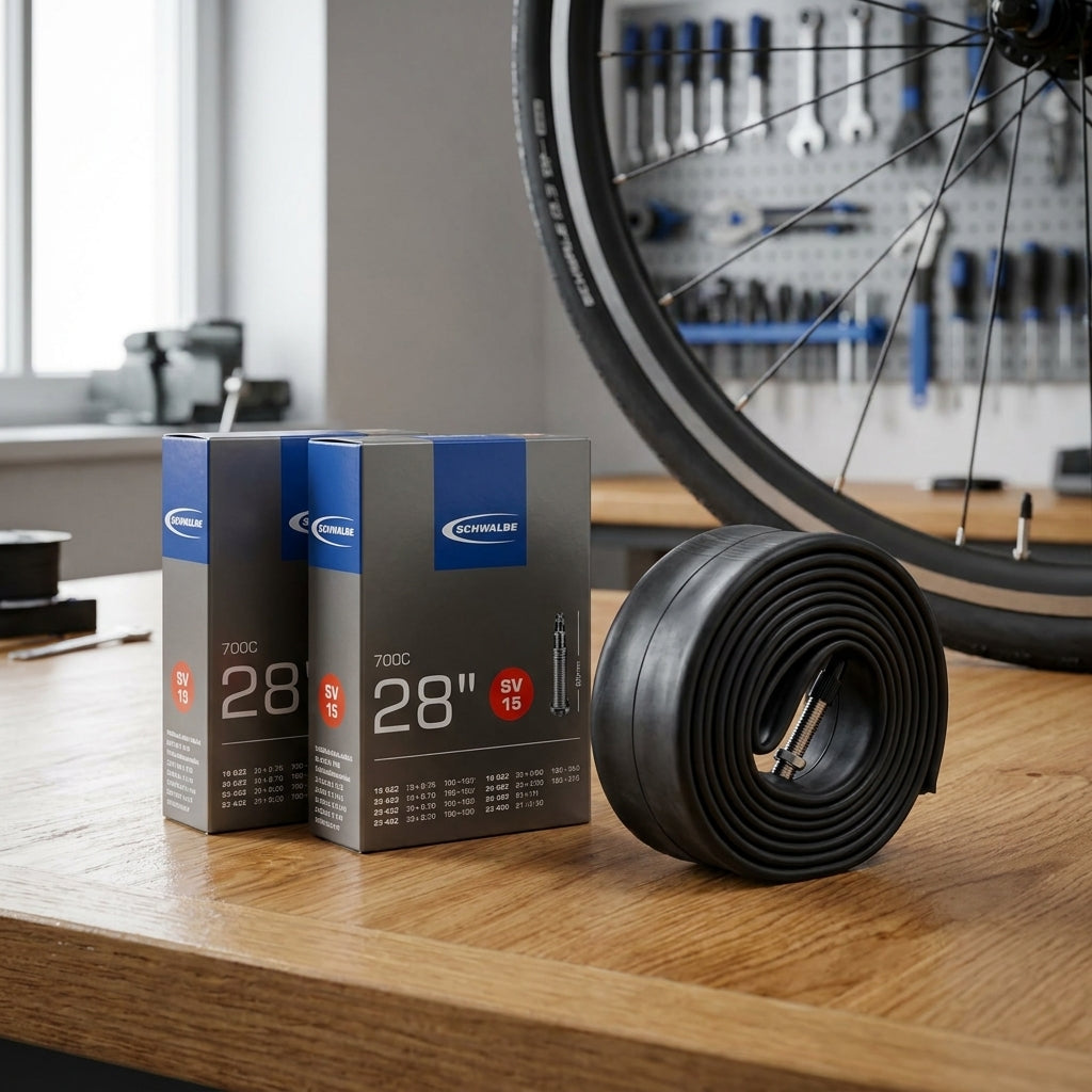 Schwalbe Fahrradschlauch SV15 28 Zoll 2er-Set mit 40mm Sclaverandventil aus Butyl für hohe Lufthaltigkeit.