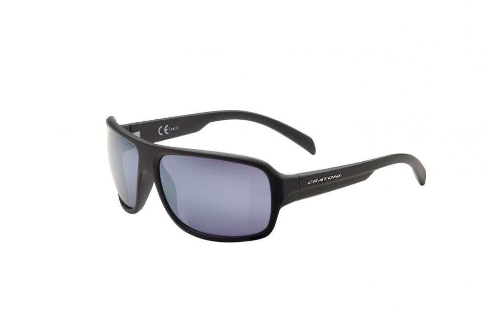 Cratoni Sportbrille  C-Ice COLOR+ Lifestyle black matt  -  grey-blue w/ silver mirror  Größe UNI