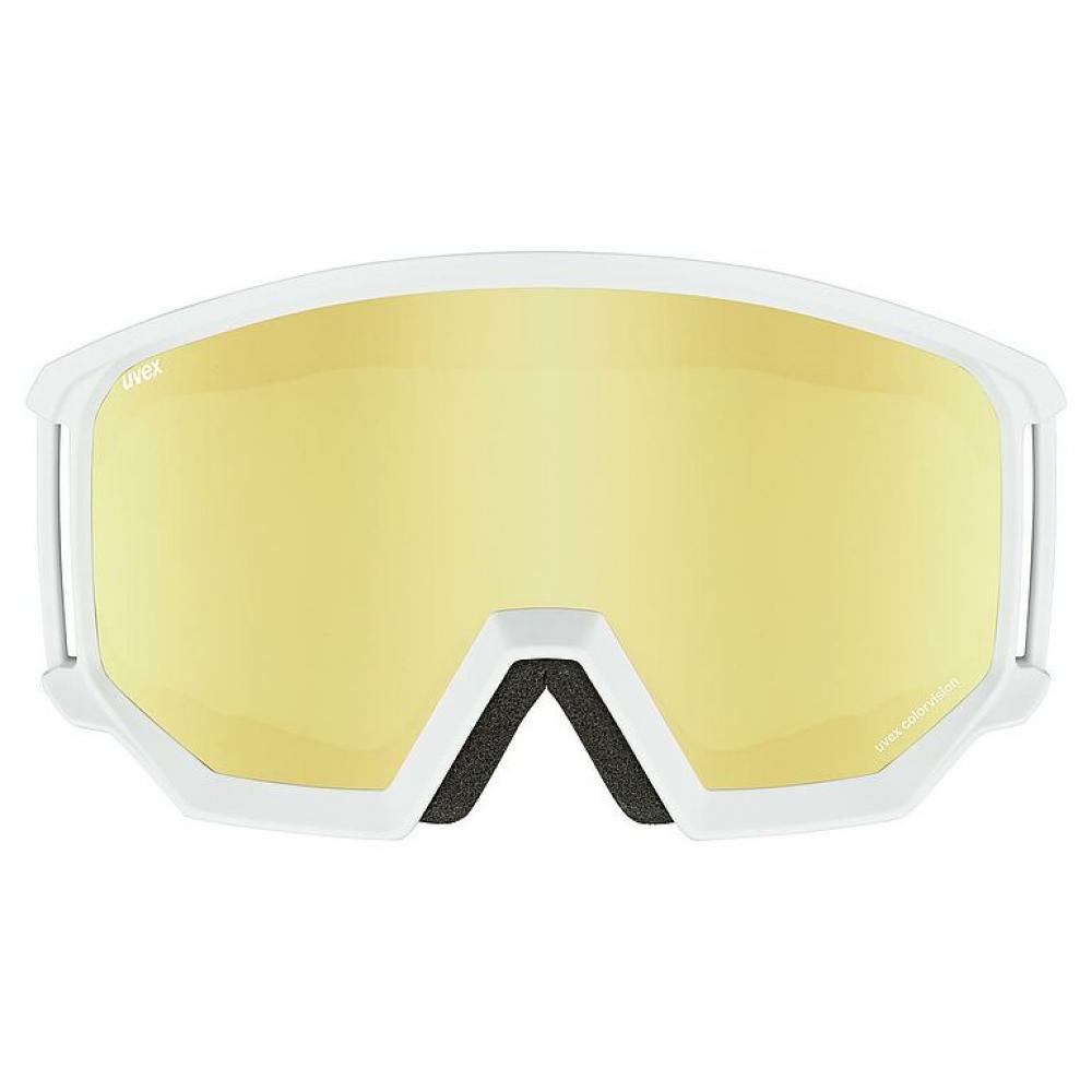 uvex Skibrille athletic CV white matt mirror gold S3 - OTG, colorvision®, supravision®, 17% VLT