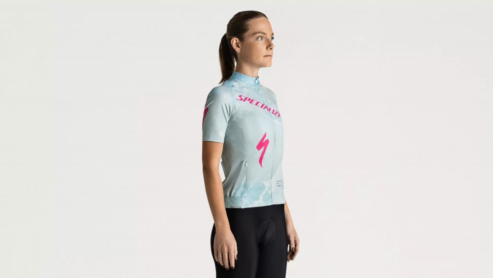 FOUNDATION Graphic Jersey Damen Kurzarm - Sea/Rblpnk Focal - Größe XL - Radtrikot kurzarm