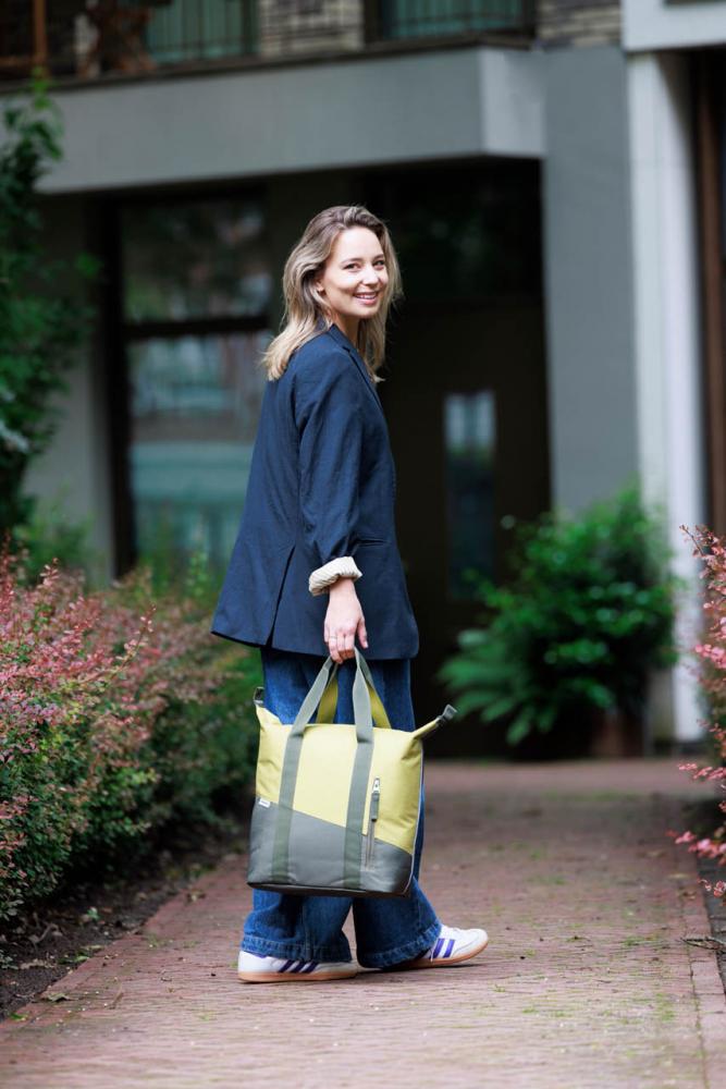 New Looxs Radtasche Oslo Kota Olive/Yellow 18 l Olive - vielseitiger Shopper für Alltag & Pendeln
