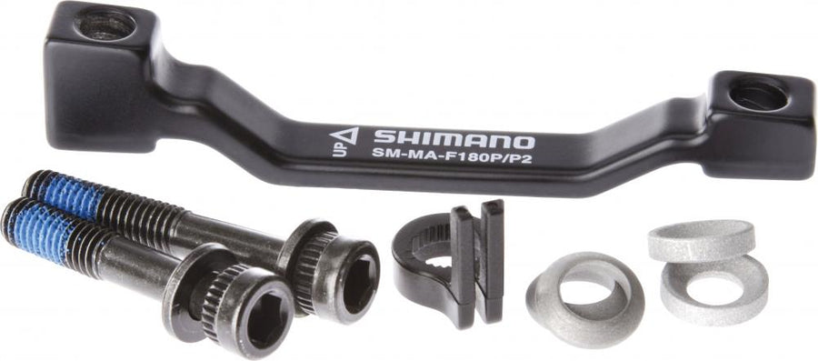 SHIMANO SM-MA-F180P/P2 Scheibenbremsadapter PM/PM 180mm für vorne & hinten, mit Befestigungsmaterial.