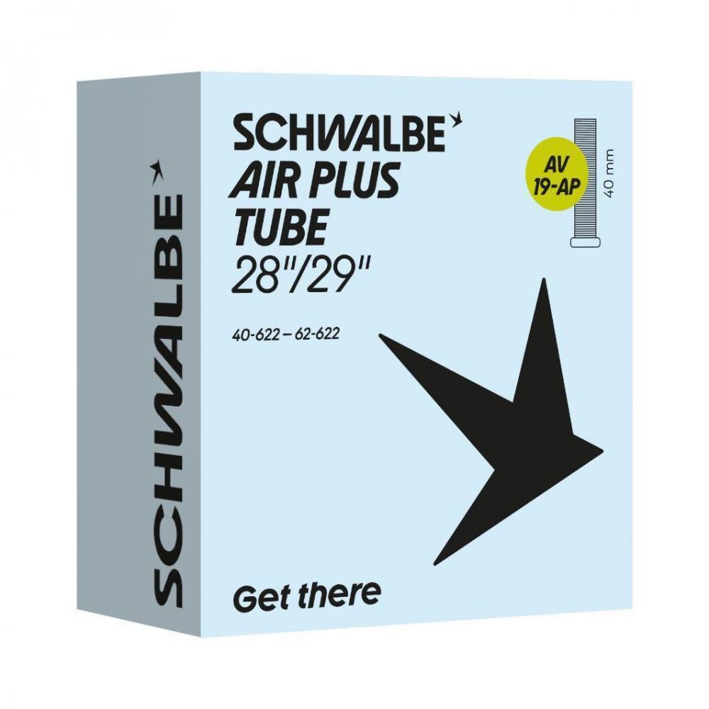 Schwalbe Air Plus Schlauch AV19 für 28/29 Zoll E-Bikes und Cargo-Bikes, robuster Fahrradschlauch 40/62-622.