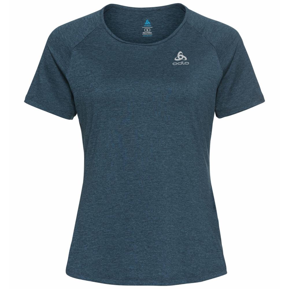 Odlo Women´s T-shirt crew neck s/s RUN EASY blue wing teal melange Größe XL