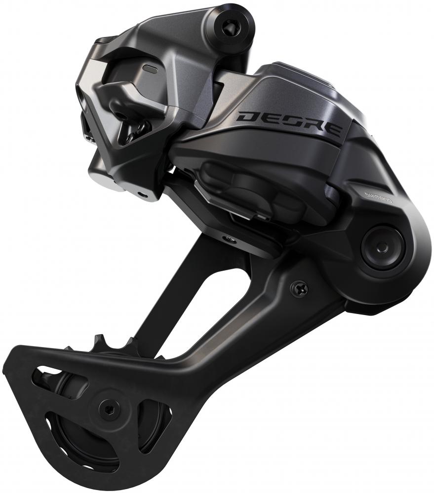 Schwarzes Shimano DEORE Di2 RD-M6250 12-fach MTB Schaltwerk für präzises Schalten.