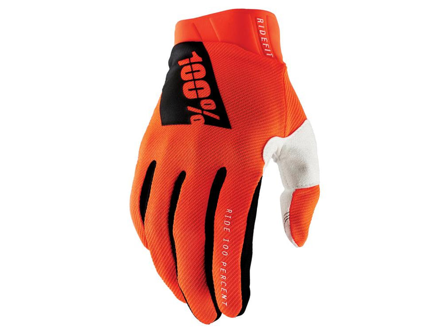 100% Ridefit Gloves S fluo orange - atmungsaktive MTB-Handschuhe mit Top-Grip