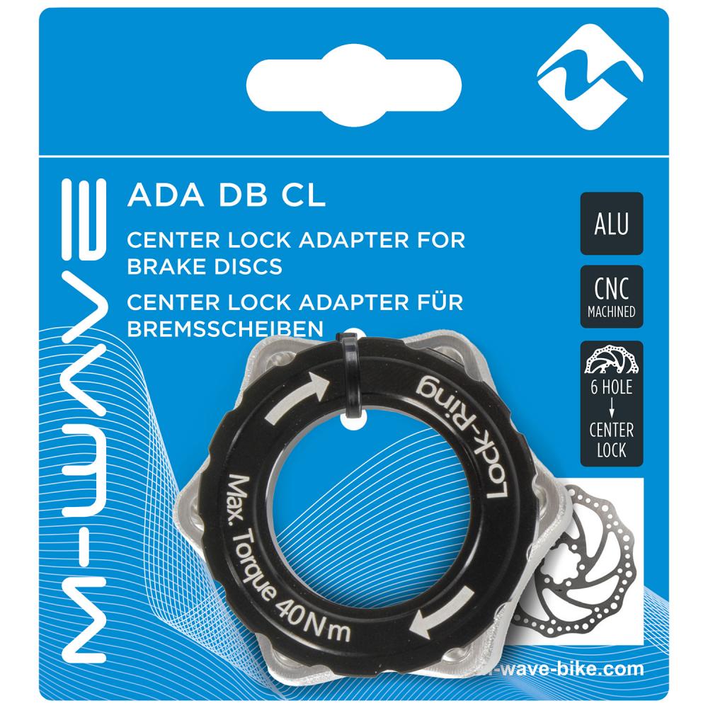 M-WAVE ADA DB CL Centerlock Adapter schwarz für Fahrrad Scheibenbremsen, ALU CNC, 6-Loch auf Centerlock.