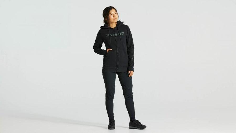 LEGACY WORDMARK ZIP-UP HOODIE WMN BLK S - Damen Kapuzenjacke mit Reißverschluss Schwarz - Bekleidung