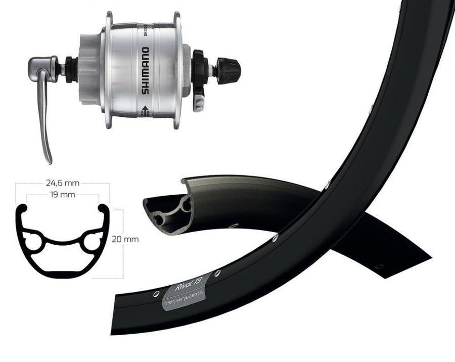Bike-Parts Laufrad|Vorderrad 29 Zoll DH-3D32 silber Schnellspanner 32-Loch Ryde Rival 19 Disc schwarz Nirosta-Speichen