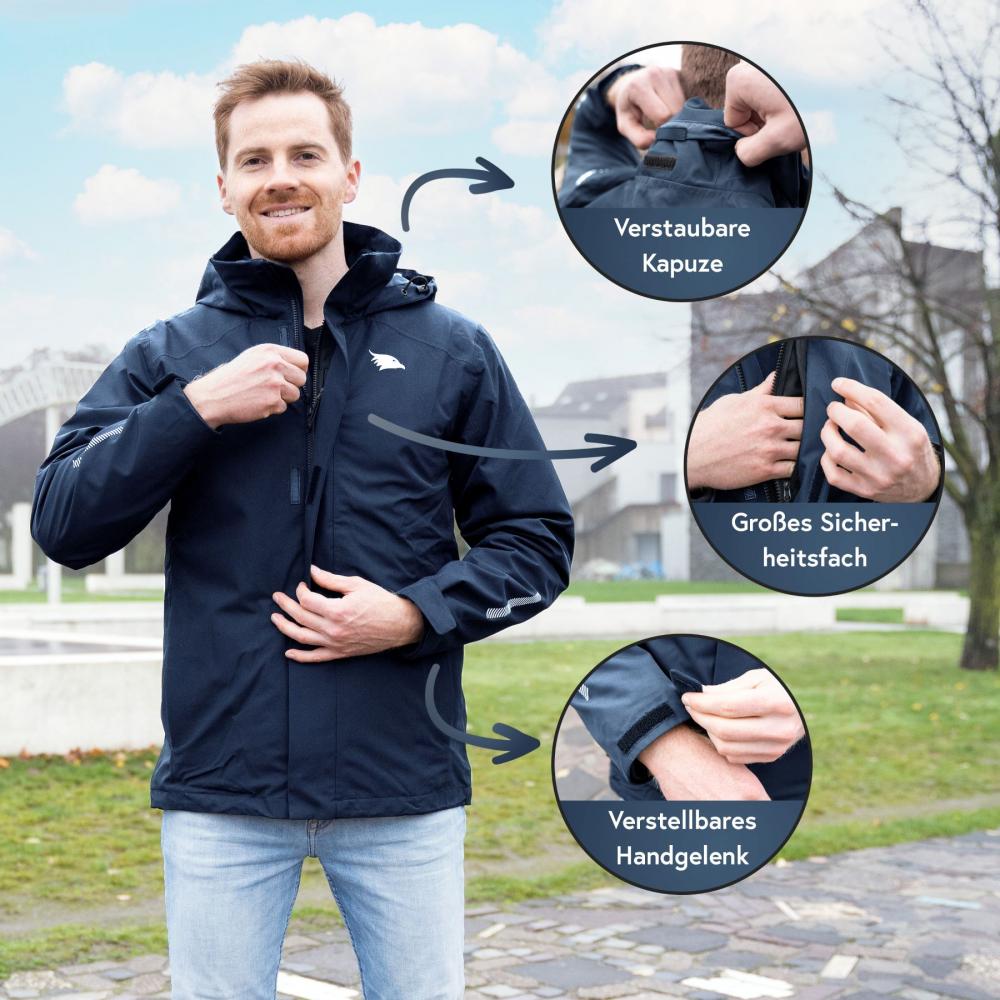 Valkental Jacke 3in1 Smart Jacket wasserdichte Jacke mit Fleece Zipp-In Herren M dunkelblau