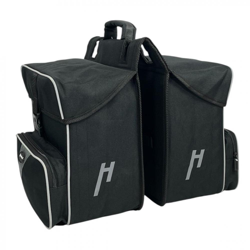 Haberland Doppeltasche Black Line 3.0 33l schwarz - flexible Gepäckträgertasche mit Klappvolumen