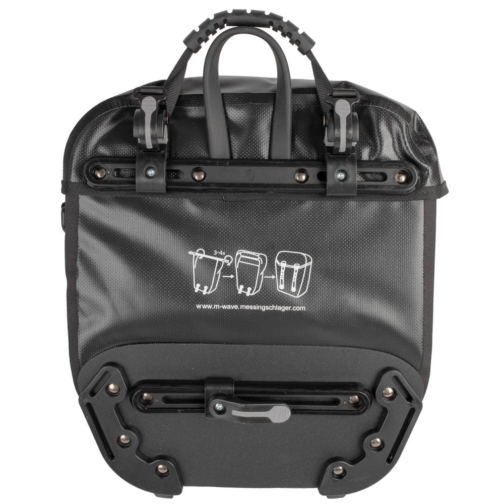 M-Wave Calgary Gepäckträgertasche 2x12,5 Liter, 100% wasserdicht, Roll- & Deckelverschluss, schwarz