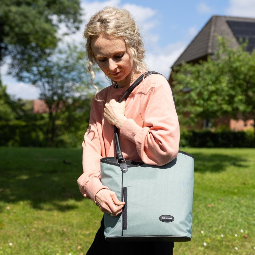 Haberland Lenkertasche Melanie salbei/schwarz - clevere Rucksack-Lenkertasche für Alltag und Tour
