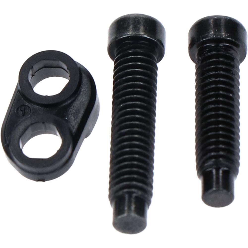 Zwei schwarze Shimano Einstellschrauben RD-U8000 für Deore XT Schaltwerk mit Kunststoff-Halterung.