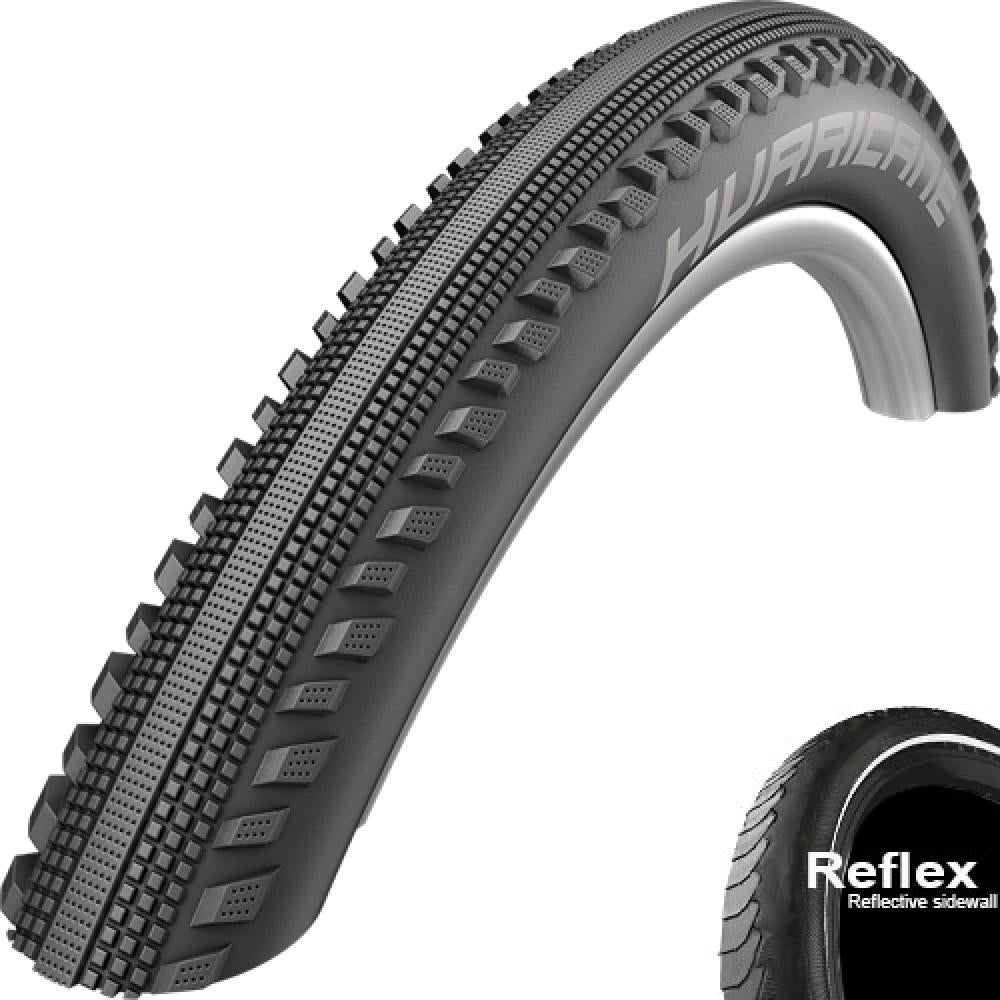 Schwarzer Schwalbe Hurricane Drahtreifen 27.5x2.00 mit Reflexstreifen, E-50 für E-Bikes.
