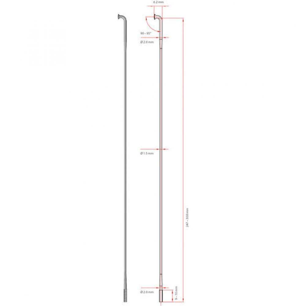 DT Swiss Speiche Revolution 2.0/1.5 VE500 schwarz 262 mm - ultraleichte J-Bend-Speiche