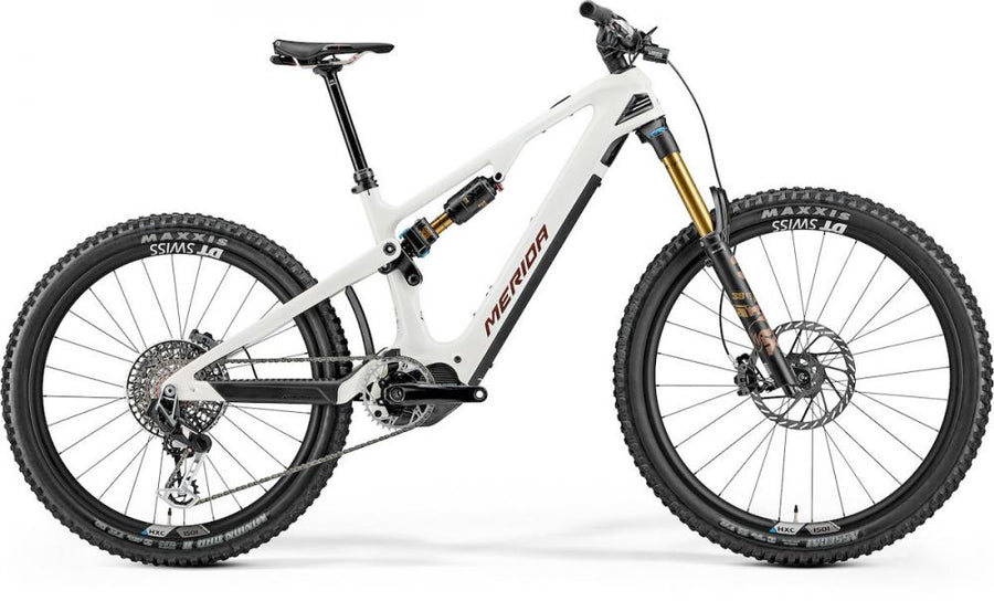 MERIDA eONE-SIXTY 10K E-Mountainbike Fully - Größe M - 600 Wattstunden - Carbonrahmen - Enduro - snow white bronze metal