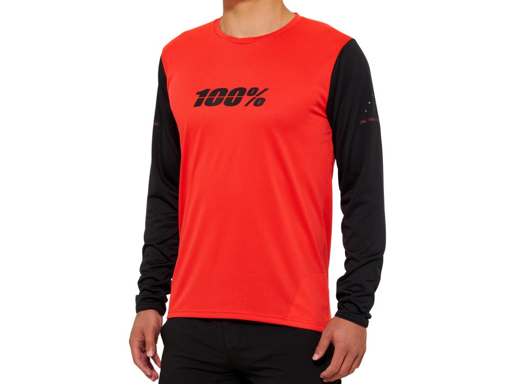 100% Ridecamp Long Sleeve Jersey M Red/Black - atmungsaktives MTB-Trikot für Trail-Performance