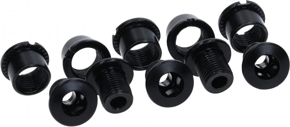 SHIMANO Alfine Kettenblattschrauben Set (5 Stück) in Schwarz für die Fahrradmontage.