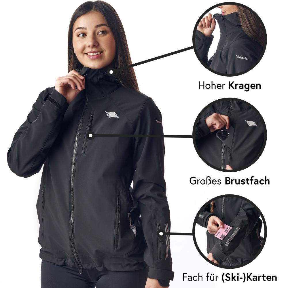 Valkental Damenjacke Softshell M schwarz