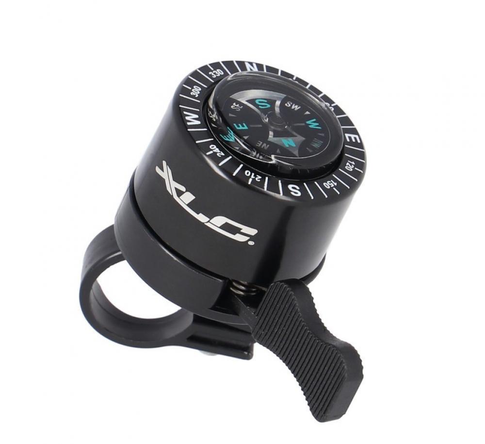 Retoure: XLC Miniklingel mit Kompass DD-M36, schwarz, Aluminium, Ø 40 mm, passend für Lenkerdurchmesser 22,2/25,4 mm, integrierter Kompass, kompakt und leicht, klare Klangqualität