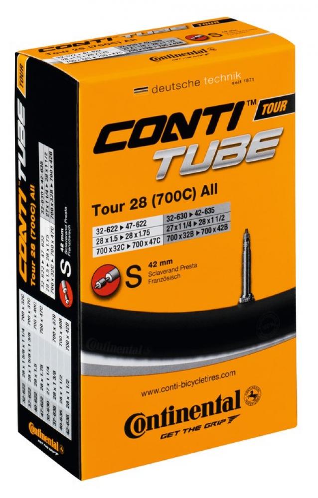 Continental Fahrradschlauch Conti Tour 28 all (700C), Presta Ventil, für 27/28x1 1/4-1.75 Zoll Reifen.