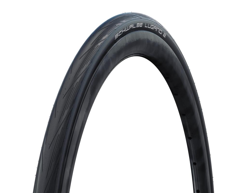 Schwalbe LUGANO II Rennradreifen 700x23C ETRTO 23-622 SiC K-Guard Active Line, schwarzer Reifen.