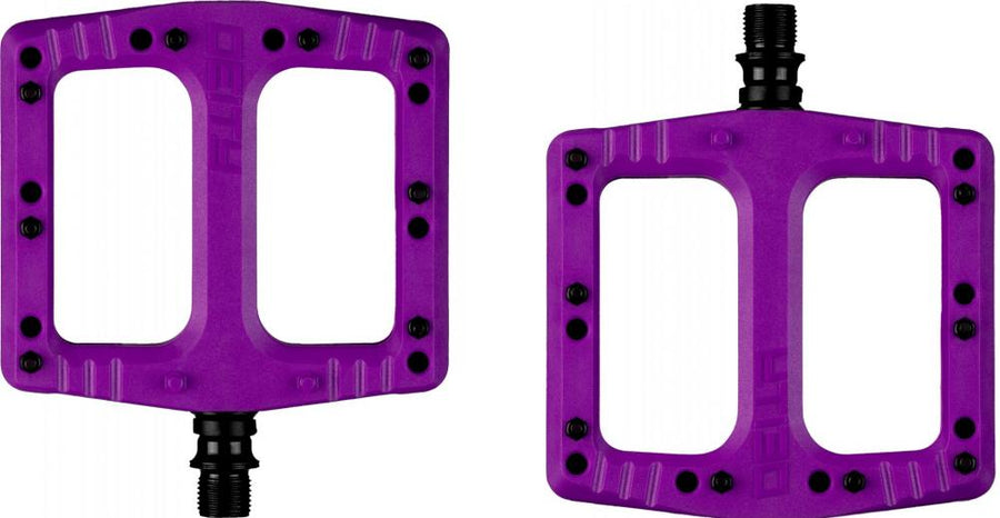 Deity Deftrap Pedale lila (Purple), Kunststoffplattform, CroMo-Achse, 113 x 103 mm, super Grip, 9 Pins pro Seite, für MTB und BMX