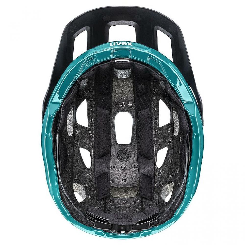 Uvex React MTB-Helm black-teal matt 59-61 cm - Double-Inmold, IAS 3.0, Monomatic, 14 Belüftungen, EN 1078