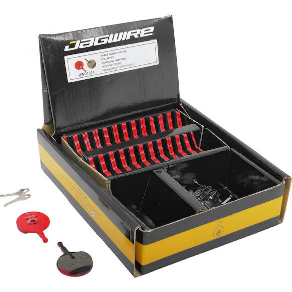 Jagwire Bremsbeläge Disc Sport Semi-Metallic Werkstattverpackung - 25 Paar, Rot